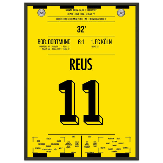Reus' Rekord-Tor gegen Köln in 2023 50x70-cm-20x28-Schwarzer-Aluminiumrahmen