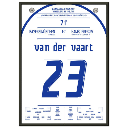 Van der Vaart's Traumtor beim Auswärtsieg bei den Bayern 2007 50x70-cm-20x28-Schwarzer-Aluminiumrahmen