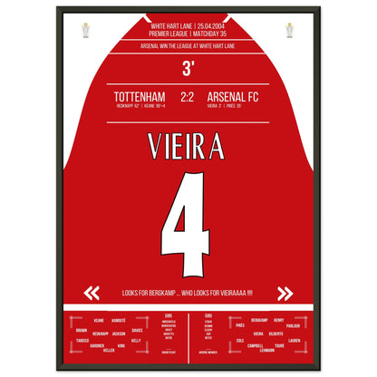 Vieira's Tor beim Gewinn der Meisterschaft an der White Hart Lane 2004 50x70-cm-20x28-Schwarzer-Aluminiumrahmen
