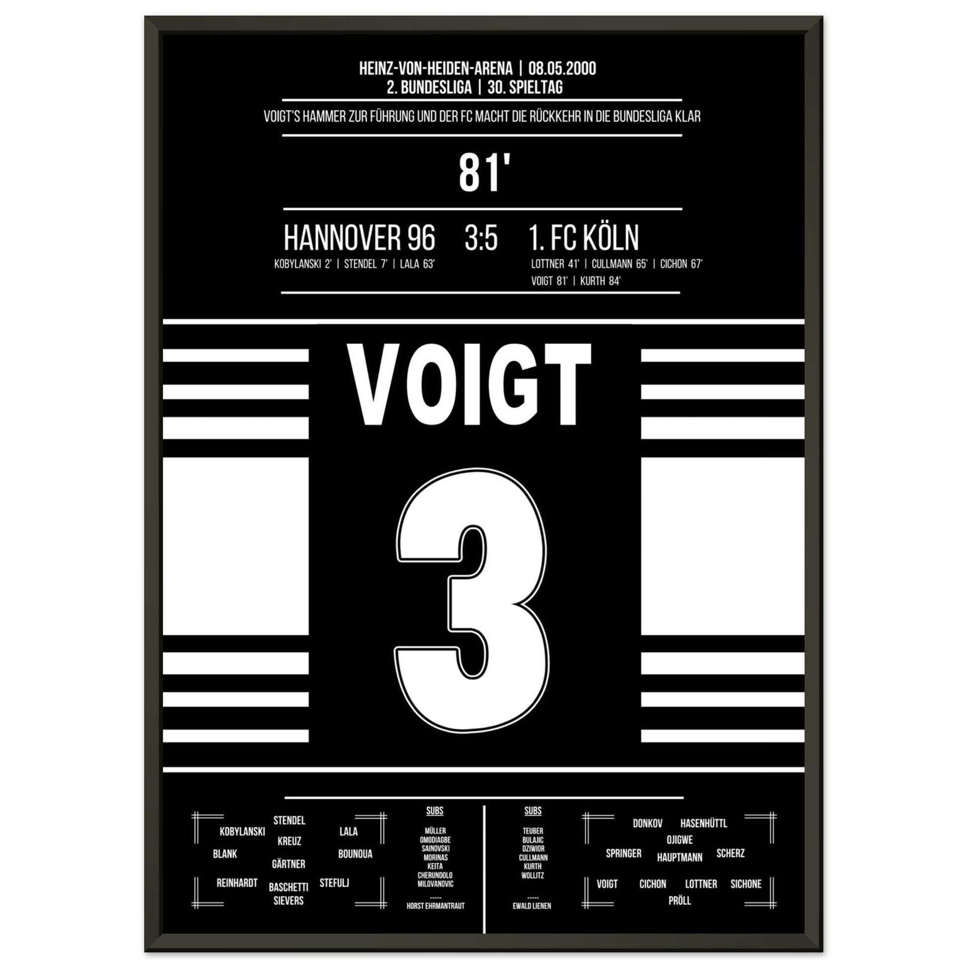Voigt's Führungstreffern zum Wiederaufstieg 2000 50x70-cm-20x28-Schwarzer-Aluminiumrahmen